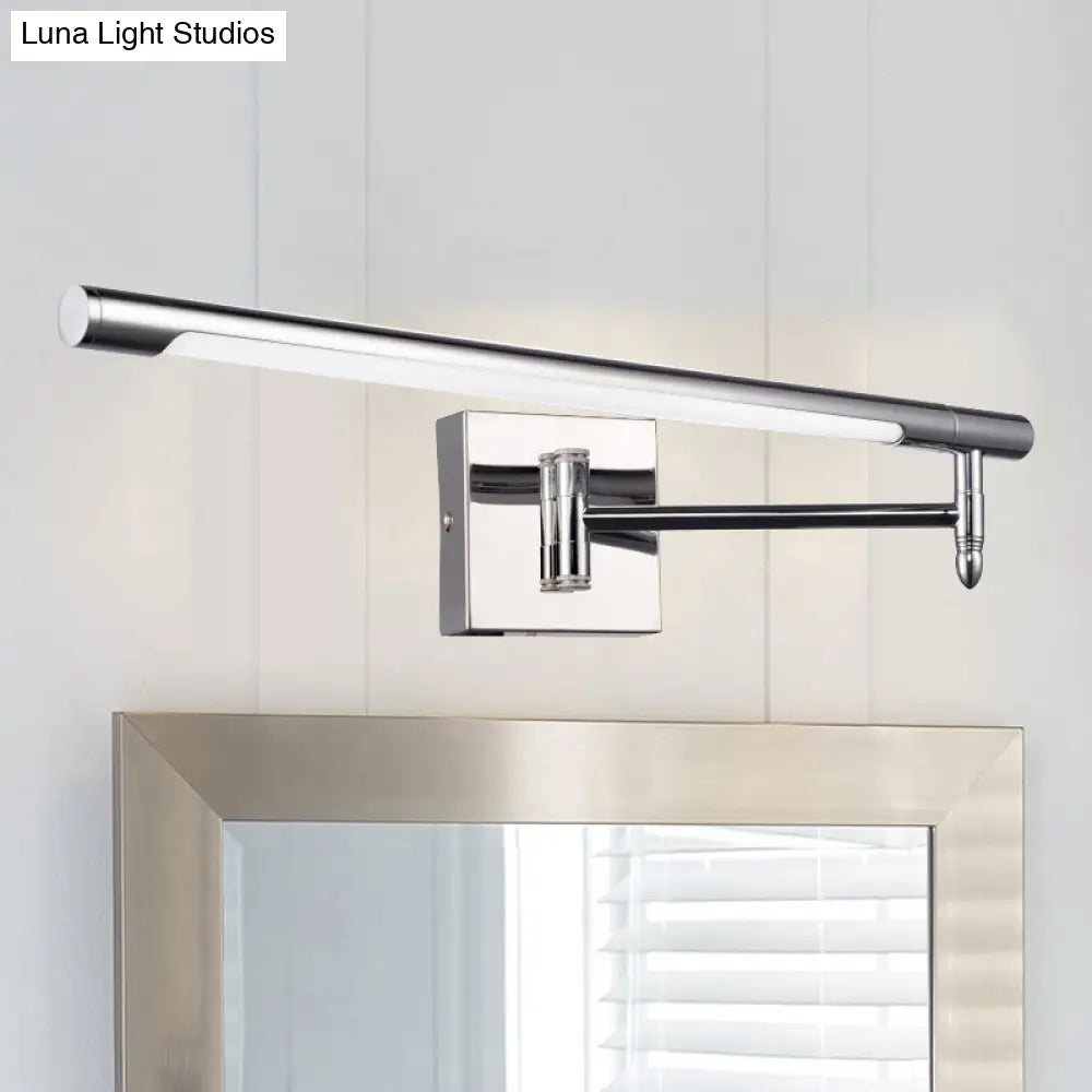 DecorBites™ Adjustable LED Vanity Sconce with Metallic Mini Cylinder and Round/Square Backplate in Silver - Warm/White Lighting