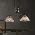 DecorBites™ Adjustable Pulley Industrial Cone Pendant with Prismatic Glass - Black, 2/3-Light Island Lamp