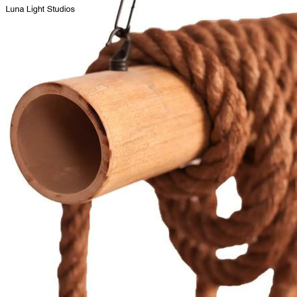 DecorBites™ Adjustable Rope Island Light with Bulb in Beige - 3/4/6-Light Bamboo Pendant