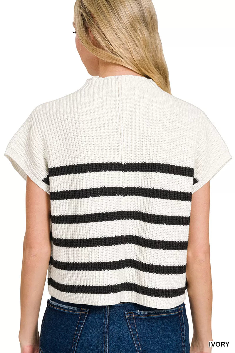 Short Sleeve Stripe Sweater