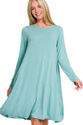 Long Sleeve Flare Dress With Pockets