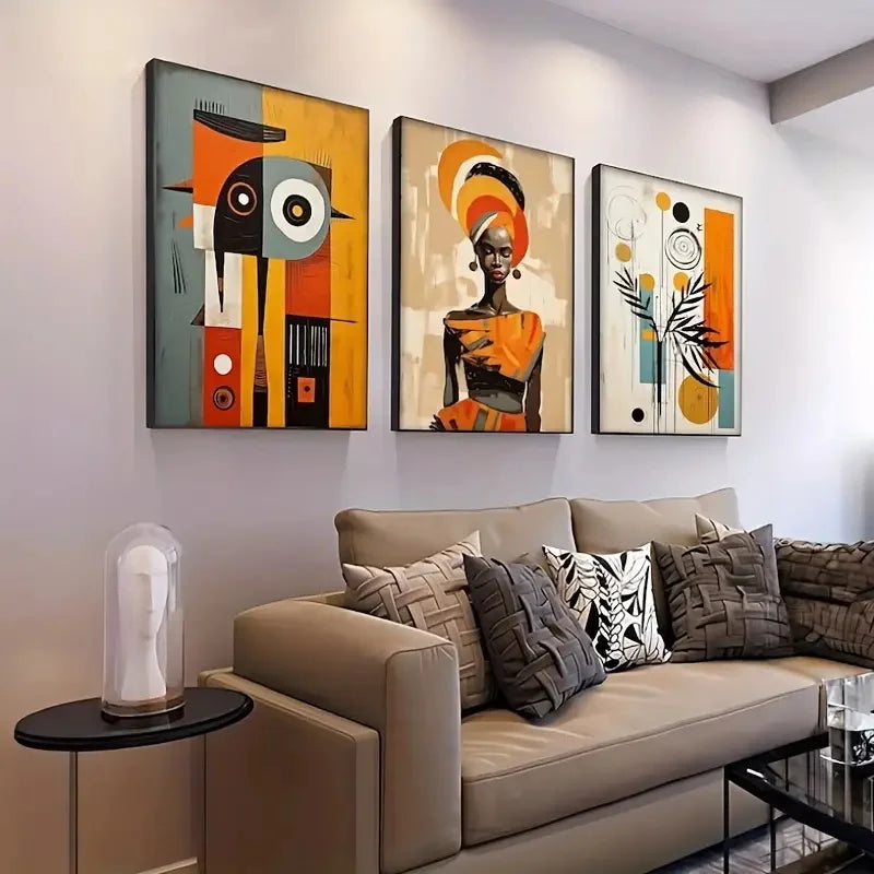 DecorBites™ "African Abstract Wall Art Set - 3 Pieces"