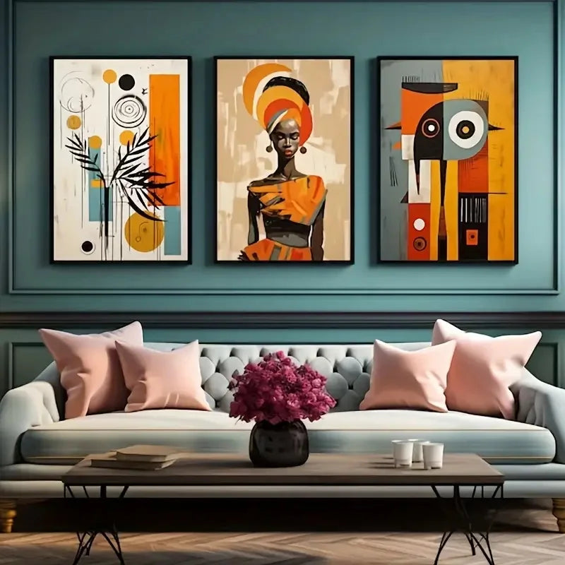 DecorBites™ "African Abstract Wall Art Set - 3 Pieces"