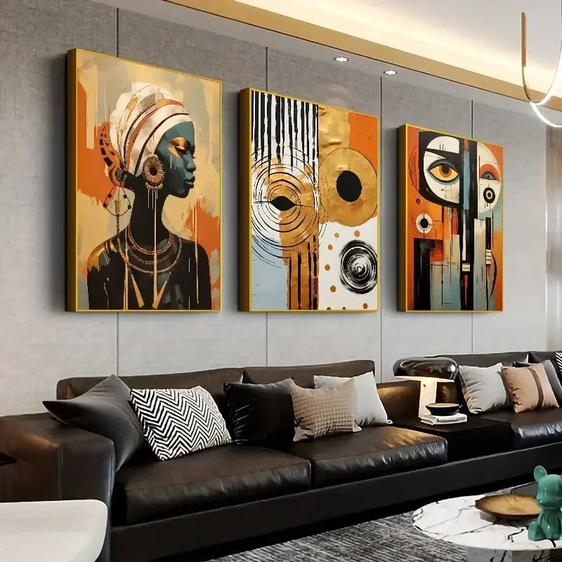 DecorBites™ "African Abstract Wall Art Set - 3 Pieces"