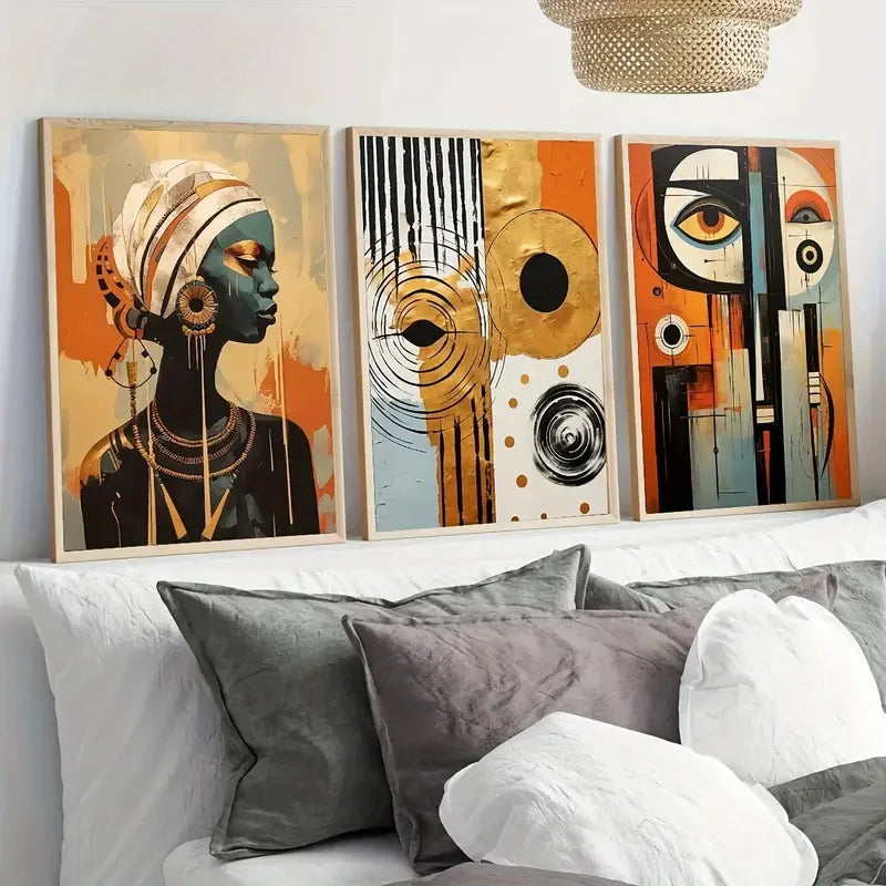 DecorBites™ "African Abstract Wall Art Set - 3 Pieces"