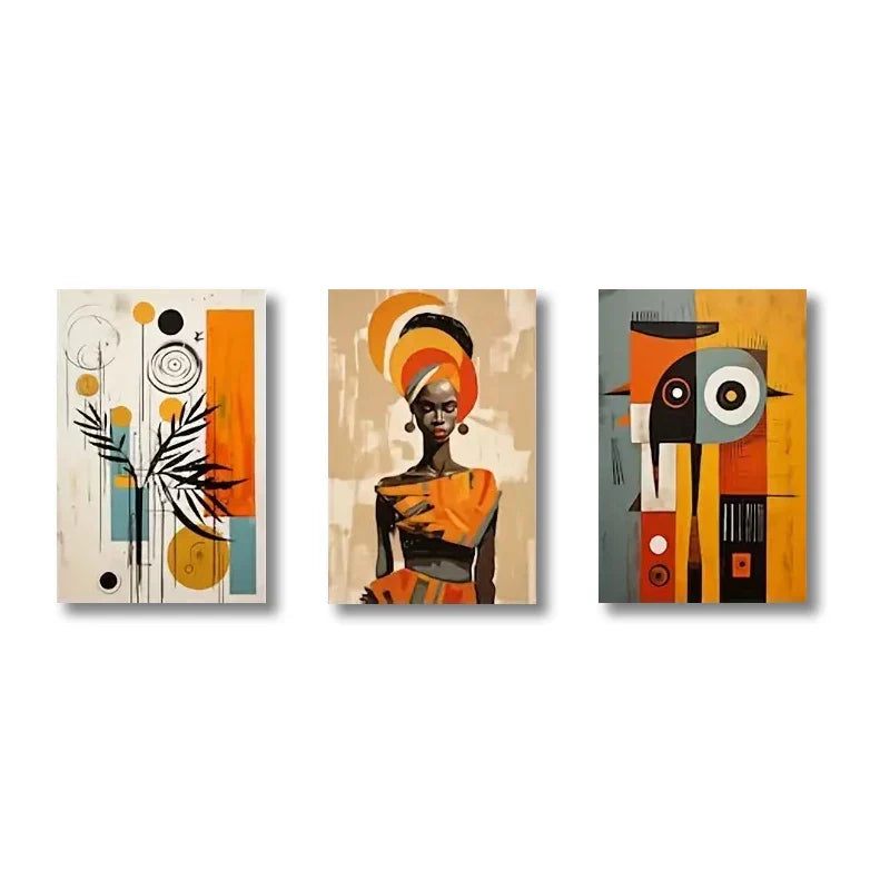 DecorBites™ "African Abstract Wall Art Set - 3 Pieces"