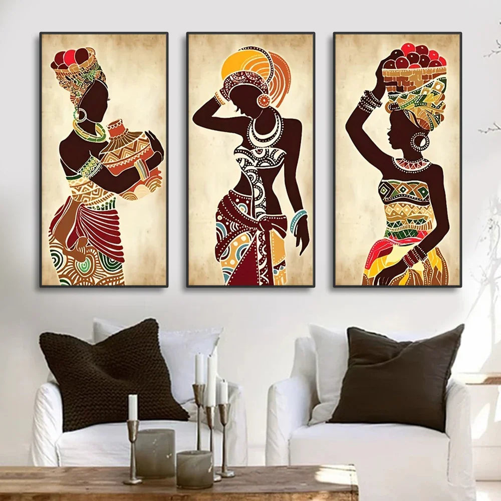 DecorBites™ African Woman Canvas Wall Art Set