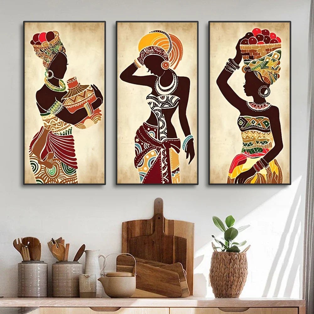 DecorBites™ African Woman Canvas Wall Art Set