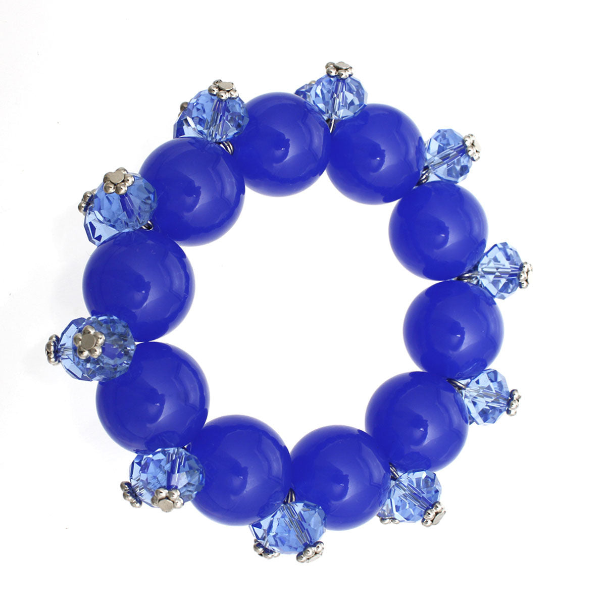 Beaded and Faceted Statement Bracelet in Royal Blue – Trendy Fashion Jewelry