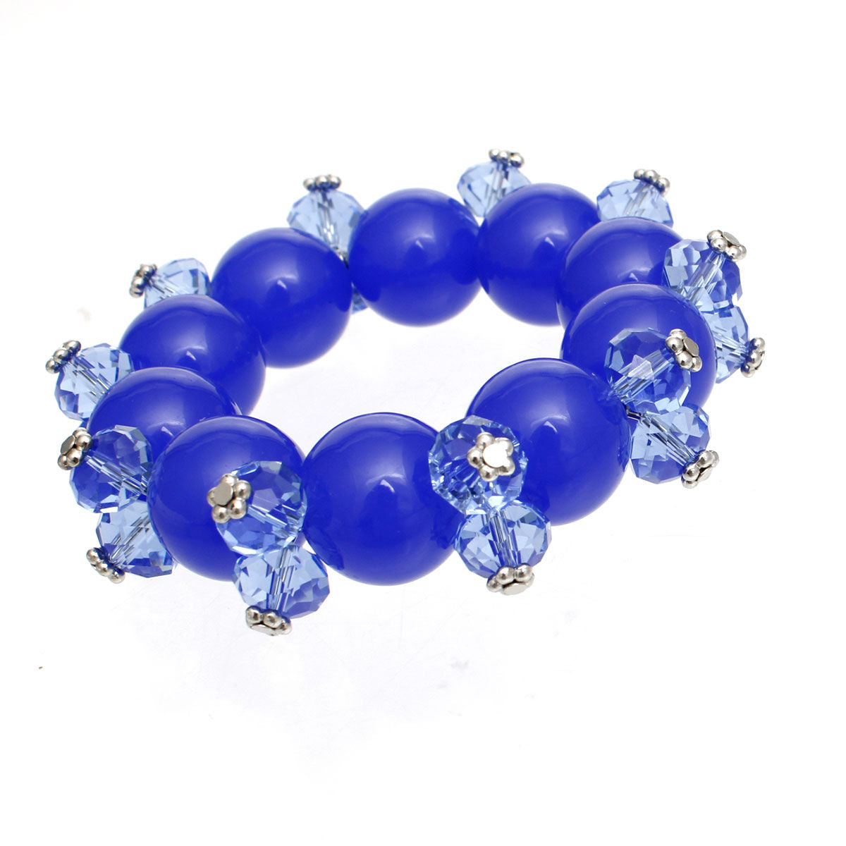 Beaded and Faceted Statement Bracelet in Royal Blue – Trendy Fashion Jewelry