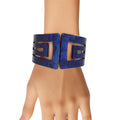 Cuff Bracelet Marbled Blue Art Deco Sorority Stylish Statement Jewelry