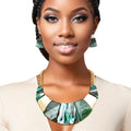 Statement Necklace Marbled Green Bib Chain for Women Stylish Chic Jewelry