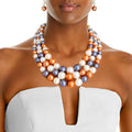 Layered Pearl Necklace Set 3 Layer Gold and Cream Stylish Statement Jewelry