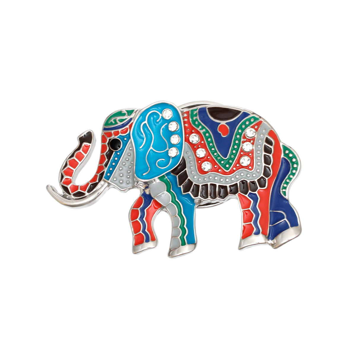 Statement Brooch Multicolor Tribal Elephant Magnetic Pin Stylish Accessory