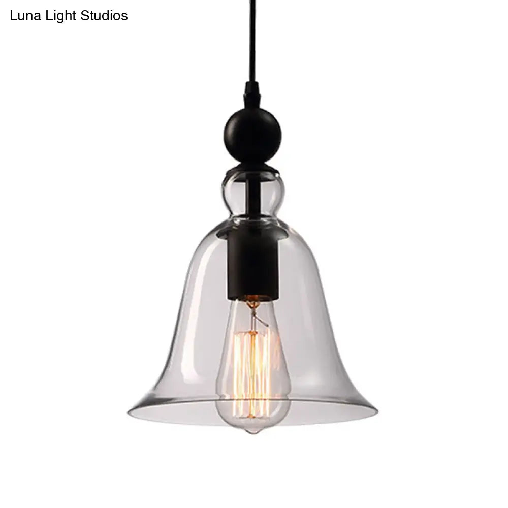 DecorBites™ Aldhibah - Black Rustic Bell Glass Pendant Lamp