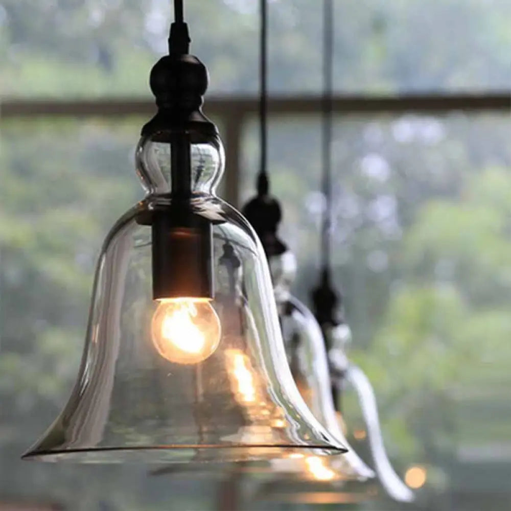 DecorBites™ Aldhibah - Black Rustic Bell Glass Pendant Lamp