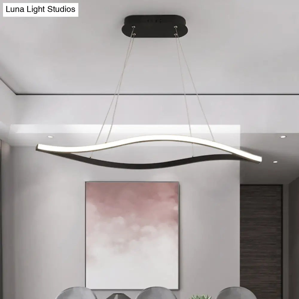 DecorBites™ Aluminum Leaf Drop Pendant LED Island Lamp - Simplicity Black/White, Warm/White Light - 31.5"/39" Wide