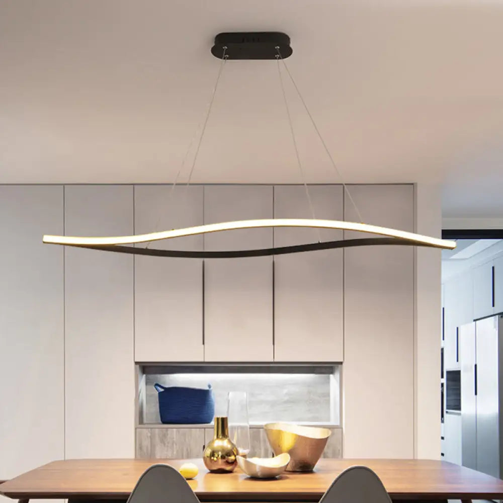DecorBites™ Aluminum Leaf Drop Pendant LED Island Lamp - Simplicity Black/White, Warm/White Light - 31.5"/39" Wide