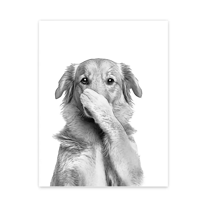 DecorBites™ Animal Bathroom Wall Art Print - Funny Cat Giraffe Elephant Dog