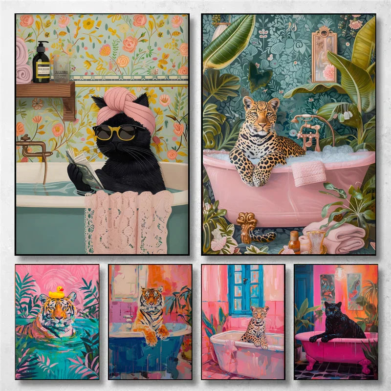 DecorBites™ Animal Canvas Wall Art - Bathroom Decor