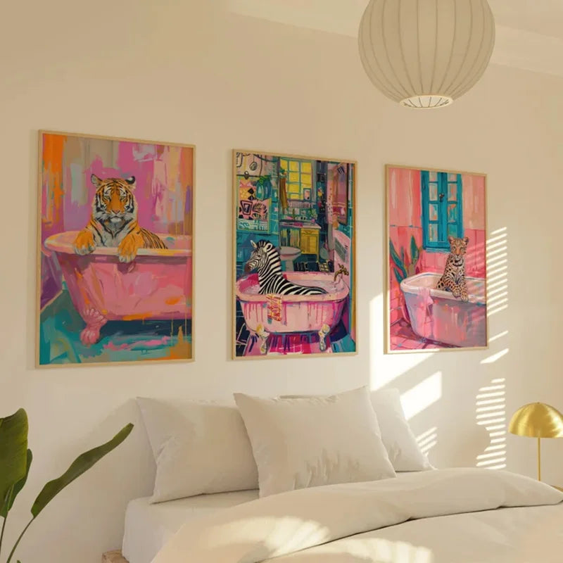 DecorBites™ Animal Canvas Wall Art: Tiger, Zebra, Cat