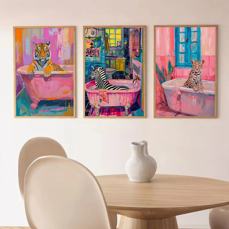 DecorBites™ Animal Print Canvas Wall Art Tiger Zebra Black Cat