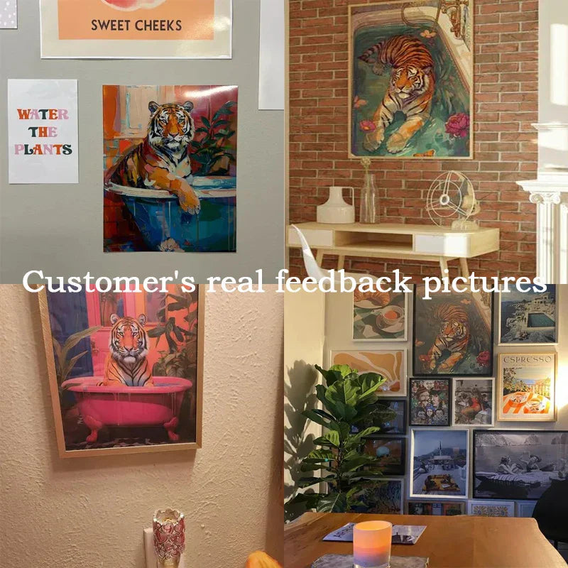 DecorBites™ Animal Theme Canvas Wall Art Tiger Zebra Cat