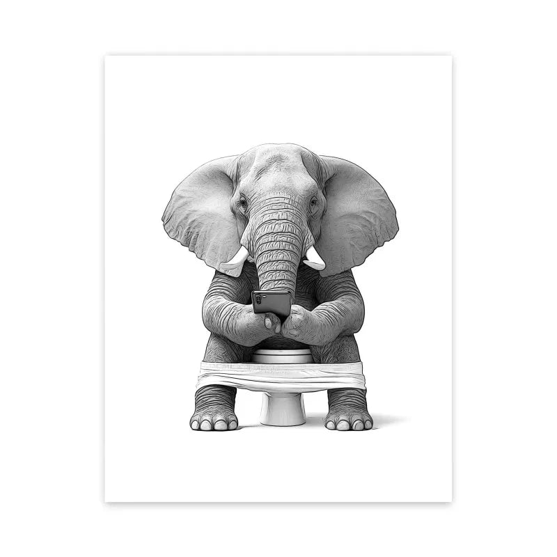DecorBites™ Animal Toilet Paper Funny Bathroom Canvas Art