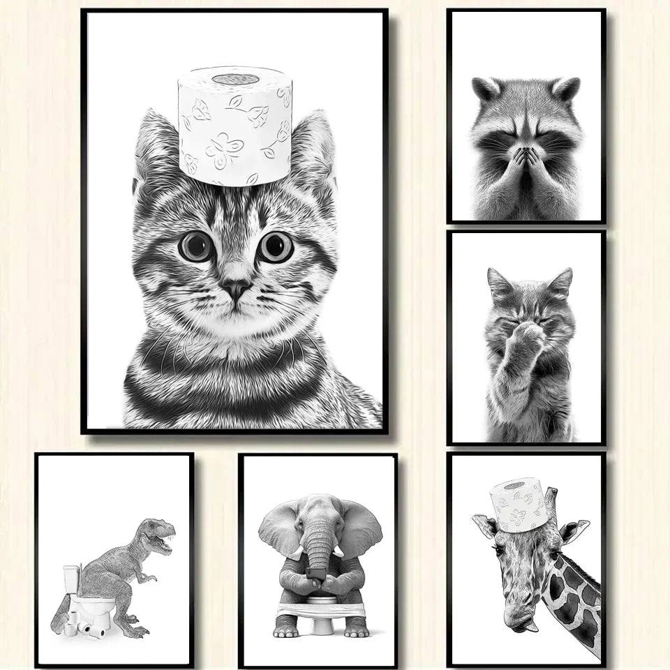 DecorBites™ Animals Bathroom Poster Wall Art Home Decor