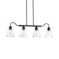 DecorBites™ Antique Black 4-Light Cone Chandelier: Clear Glass Pendant for Indoor Spaces