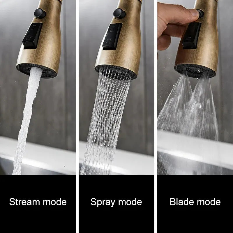 DecorBites™ Antique Bronze Pull Out Kitchen Faucet