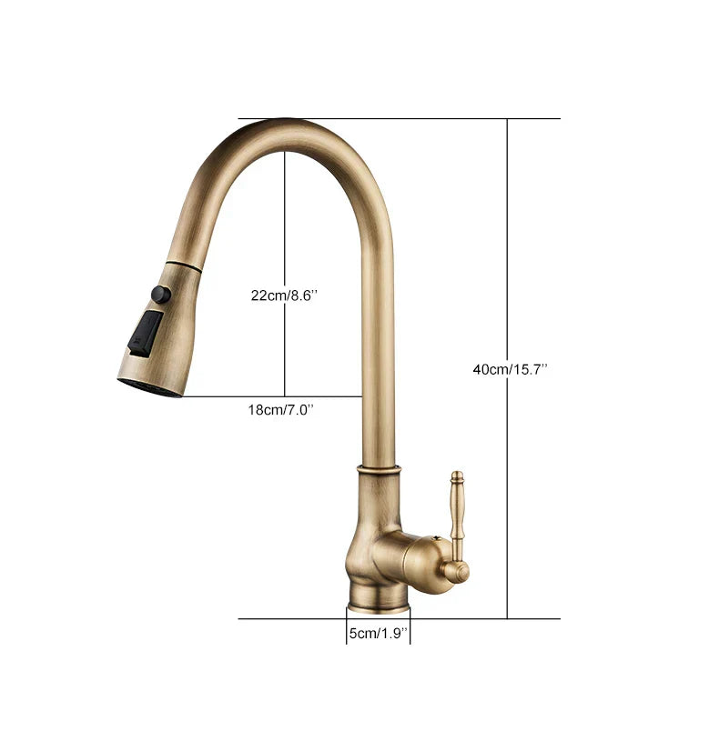 DecorBites™ Antique Bronze Pull Out Kitchen Faucet
