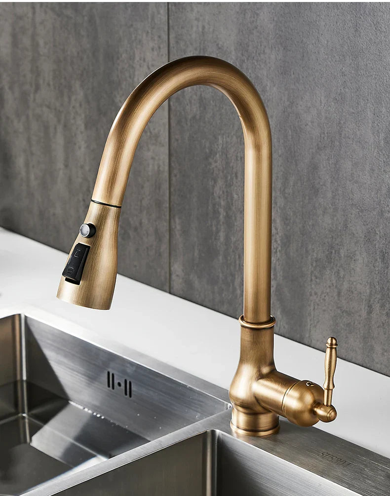 DecorBites™ Antique Bronze Pull Out Kitchen Faucet