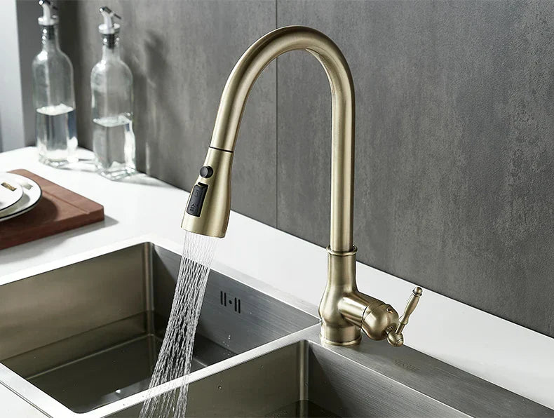 DecorBites™ Antique Bronze Pull Out Kitchen Faucet