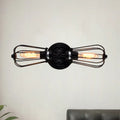 DecorBites™ Antique Style Black/Bronze Caged Sconce Light - 2-Light Wrought Iron Mini Wall Lamp for Dining Room