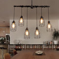 DecorBites™ Antique Style Bronze Iron Pendant Light with 6/10 Bulb Cage, Water Pipe Design - Ideal Island Lighting for Dining Room