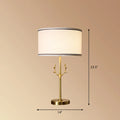 DecorBites™ Antler Decor Fabric Drum Table Lamp - Simplicity 1 Bulb, White Bedside Nightstand Light