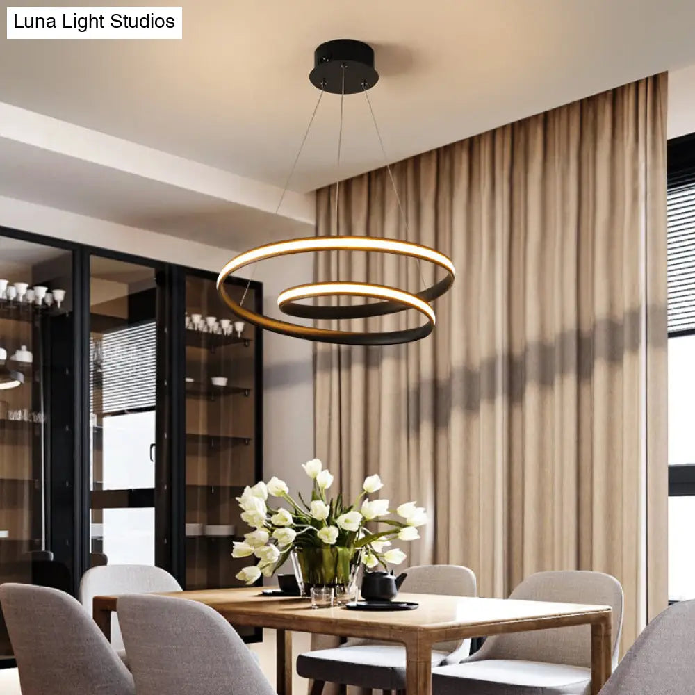 DecorBites™ Art Deco Swirl LED Chandelier for Restaurants - Acrylic Suspension Lighting Fixture