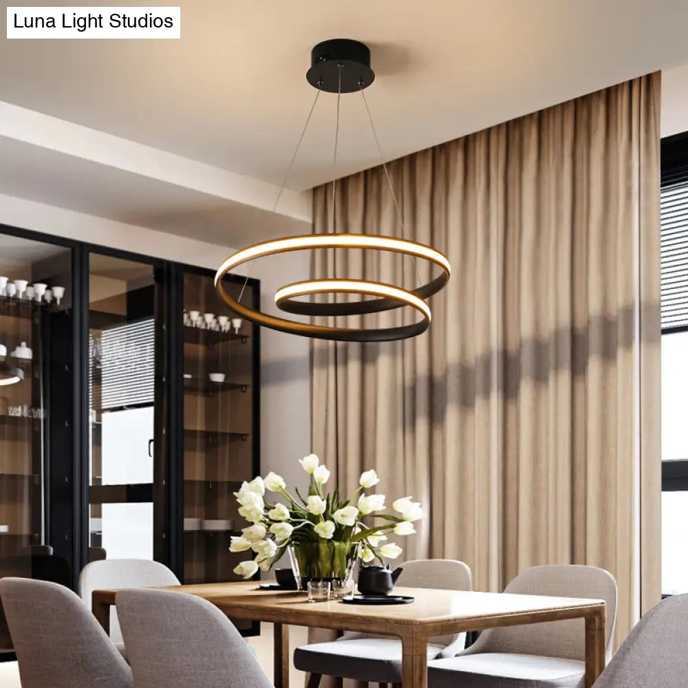DecorBites™ Art Deco Swirl LED Chandelier for Restaurants - Acrylic Suspension Lighting Fixture