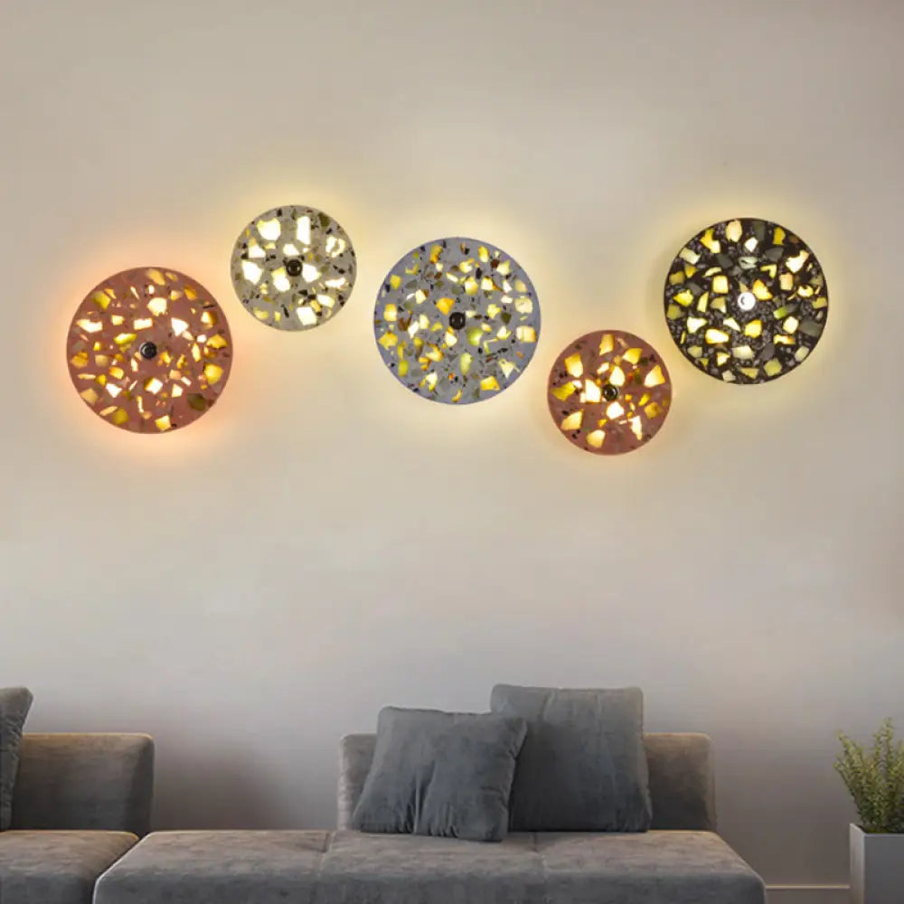 DecorBites™ Art Deco Terrazzo LED Wall Light: Black, Red, Blue Flush Mount Sconce for Living Room