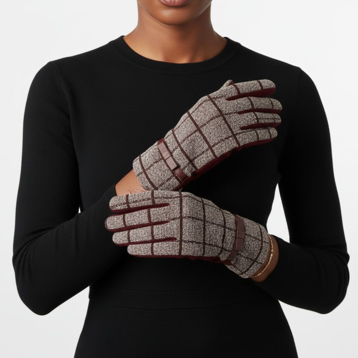 Women’s Touchscreen Winter Gloves Plaid Stylish Casual