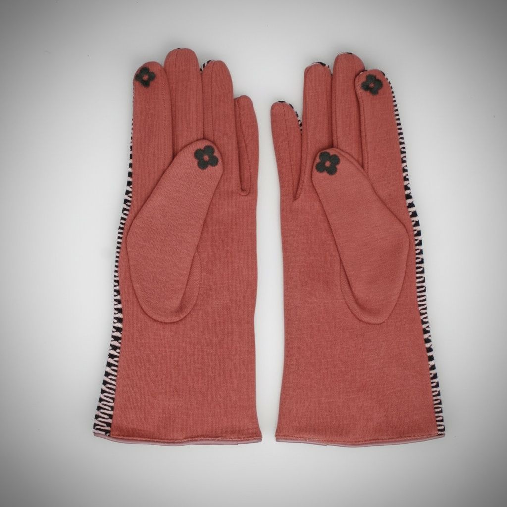 Winter Touchscreen Gloves Pink Mauve Cross Wavy Stylish Casual