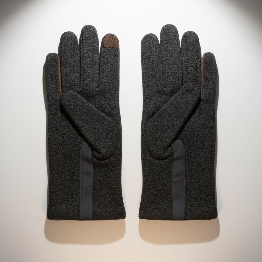 Winter Gloves Gray Taupe Faux Suede Touchscreen Stylish Casual Chic