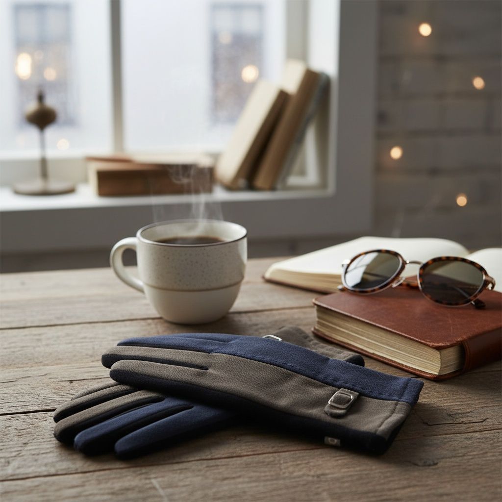 Winter Touchscreen Gloves Faux Suede Navy Black Stylish Casual