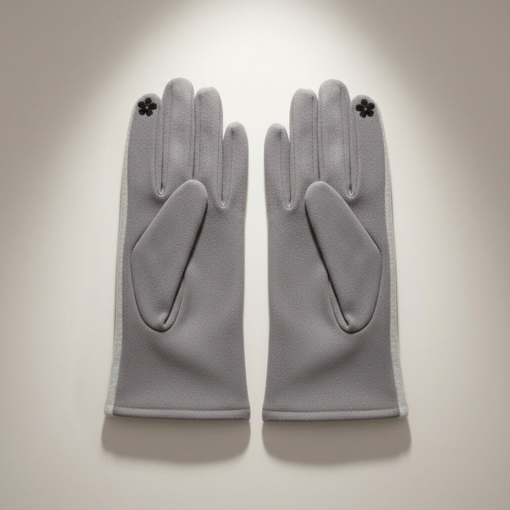 Winter Woolen Touchscreen Gloves Gray with Cute Rabbit Detail Stylish and Trendy