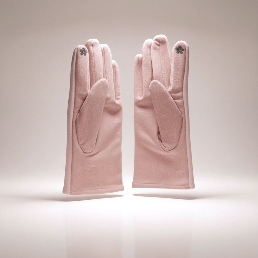 Winter Woolen Touchscreen Gloves with Cute Pink Rabbit Design, Stylish and Trendy