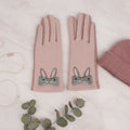 Winter Woolen Touchscreen Gloves with Cute Pink Rabbit Design, Stylish and Trendy