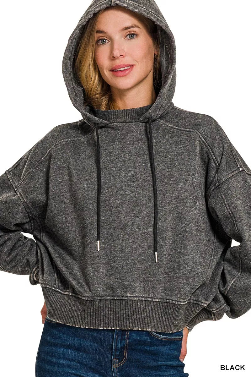 Acid Wash Fleece Hoodie