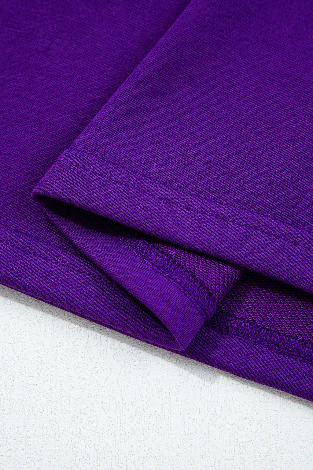 Tillandsia Purple Varsity Contrast Banded Sleeve Shift Sweatshirt Dress