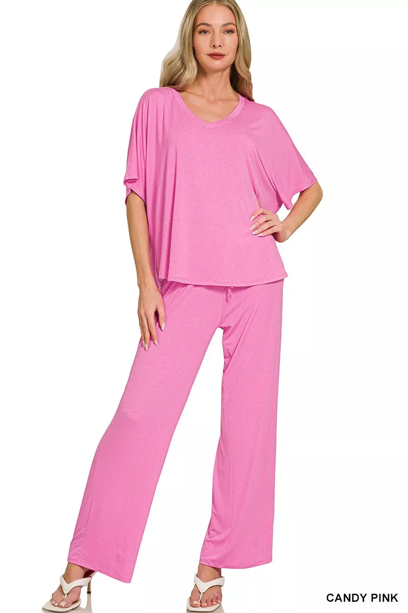 V-neck Oversized Top & Pants Set